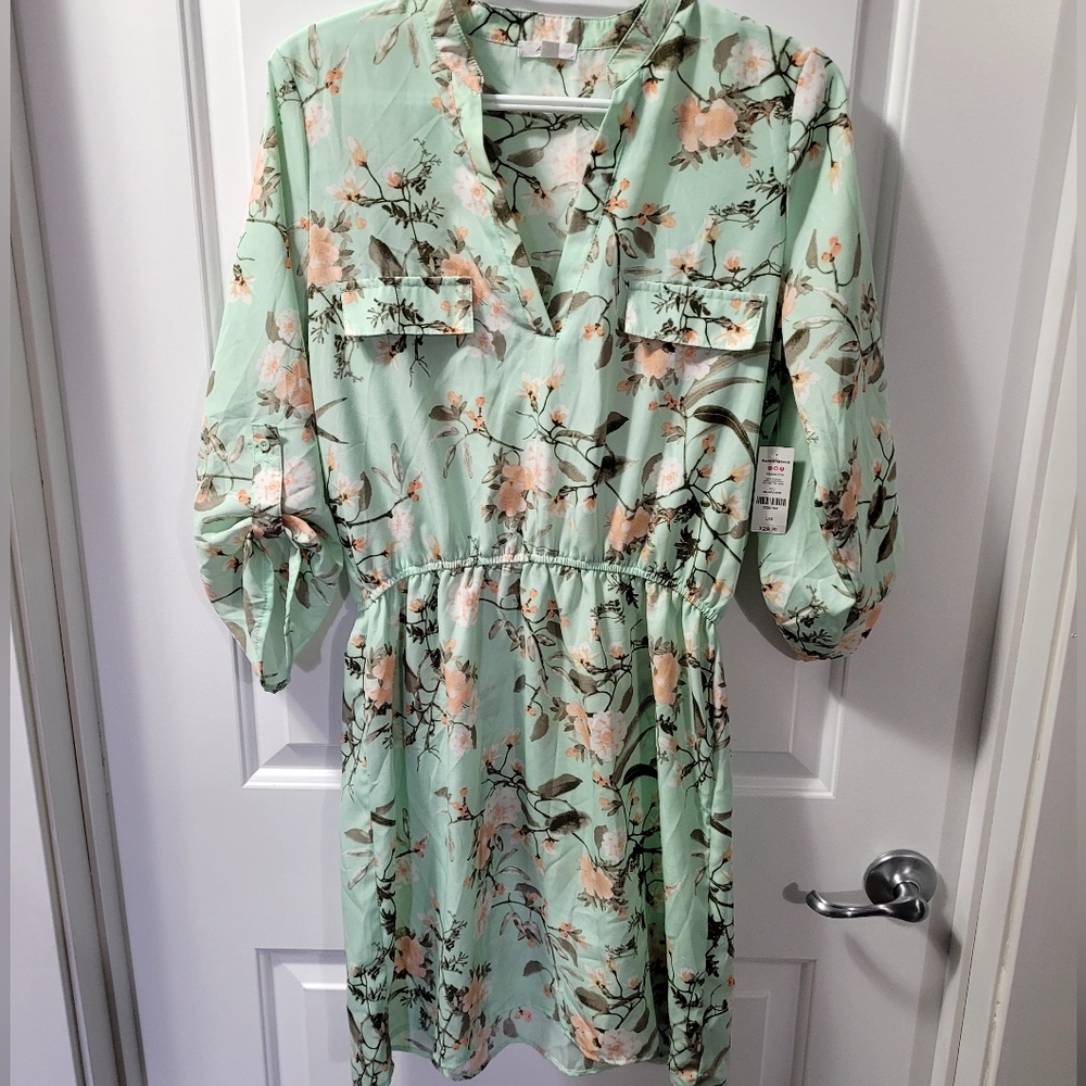 Mint floral mini dress
